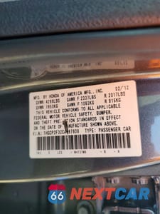 Zdjęcie 12 z 12 samochodu: 2012 HONDA ACCORD LX VIN:1HGCP2F32CA087938 - miniatura
