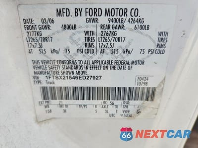 Zdjęcie 12 z 12 samochodu: 2006 FORD F250 SUPER DUTY VIN:1FTSX21546ED27927 - miniatura
