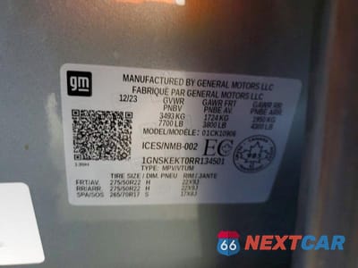 Zdjęcie 14 z 14 samochodu: 2024 CHEVROLET SUBURBAN K1500 RST VIN:1GNSKEKT0RR134501 - miniatura