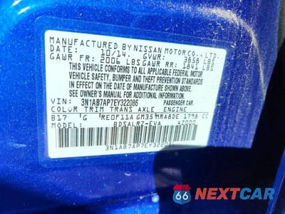 Zdjęcie 12 z 12 samochodu: 2014 NISSAN SENTRA SR VIN:3N1AB7AP7EY322086 - miniatura
