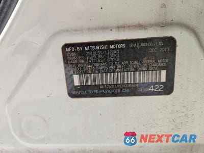 Zdjęcie 12 z 12 samochodu: 2014 MITSUBISHI MIRAGE VIN:ML32A3HJXEH016514 - miniatura