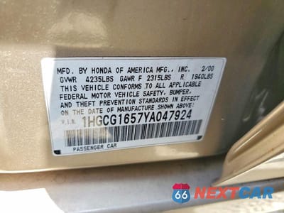 Zdjęcie 12 z 12 samochodu: 2000 HONDA ACCORD EX VIN:1HGCG1657YA047924 - miniatura