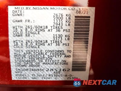 Zdjęcie 14 z 14 samochodu: 2025 NISSAN PATHFINDER ROCK CREEK VIN:5N1DR3BD4SC285162 - miniatura