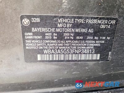 Zdjęcie 12 z 12 samochodu: 2015 BMW 328 I VIN:WBA3A5G53FNP34813 - miniatura
