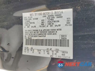 Zdjęcie 12 z 12 samochodu: 2001 FORD RANGER VIN:1FTYR10E01TA63769 - miniatura