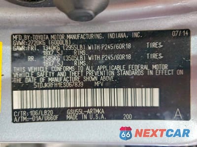 Zdjęcie 13 z 13 samochodu: 2014 TOYOTA HIGHLANDER XLE VIN:5TDJKRFH1ES067839 - miniatura