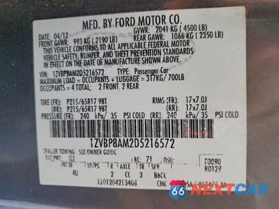 Zdjęcie 12 z 12 samochodu: 2013 FORD MUSTANG VIN:1ZVBP8AM2D5216572 - miniatura