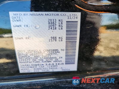 Zdjęcie 12 z 12 samochodu: 2025 NISSAN ALTIMA SV VIN:1N4BL4DW8SN344368 - miniatura