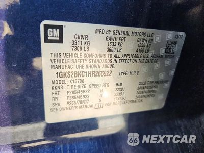 Zdjęcie 13 z 13 samochodu: 2017 GMC YUKON VIN:1GKS2BKC1HR266922 - miniatura
