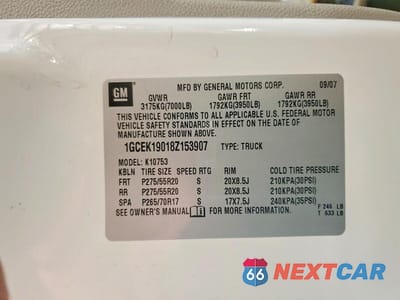 Zdjęcie 12 z 12 samochodu: 2008 CHEVROLET SILVERADO K1500 VIN:1GCEK19018Z153907 - miniatura