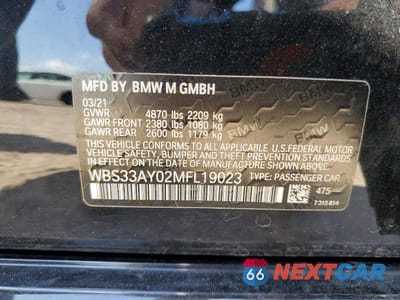 Zdjęcie 12 z 12 samochodu: 2021 BMW M3 COMPETITION VIN:WBS33AY02MFL19023 - miniatura
