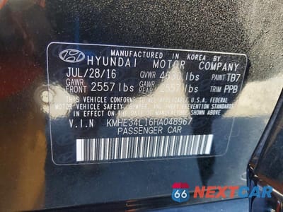 Zdjęcie 12 z 12 samochodu: 2017 HYUNDAI SONATA HYBRID LIMITED VIN:KMHE34L16HA048967 - miniatura