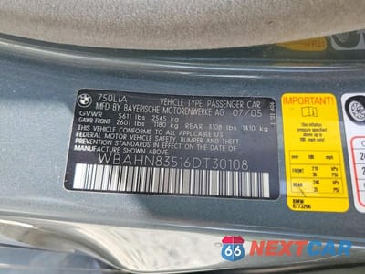 Zdjęcie 12 z 12 samochodu: 2006 BMW 750 LI VIN:WBAHN83516DT30108 - miniatura