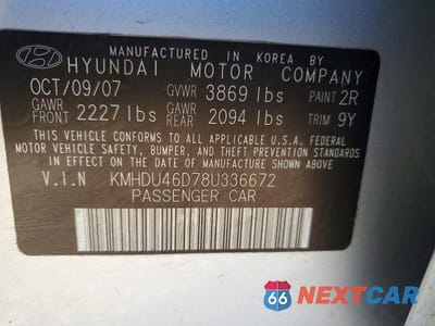 Zdjęcie 13 z 13 samochodu: 2008 HYUNDAI ELANTRA GLS VIN:KMHDU46D78U336672 - miniatura