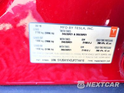 Zdjęcie 12 z 12 samochodu: 2018 TESLA MODEL S VIN:5YJSA1E43JF274416 - miniatura