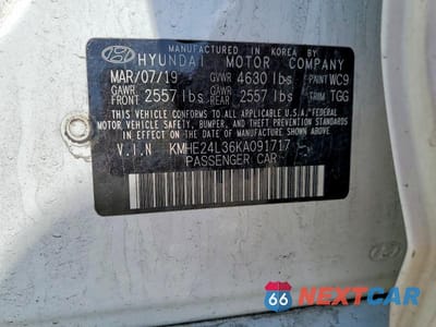 Zdjęcie 12 z 12 samochodu: 2019 HYUNDAI SONATA HYBRID SE VIN:KMHE24L36KA091717 - miniatura