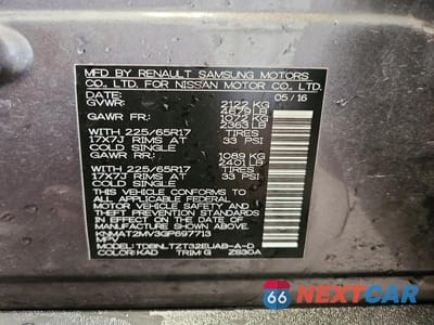 Zdjęcie 14 z 14 samochodu: 2016 NISSAN ROGUE SV VIN:KNMAT2MV3GP697713 - miniatura