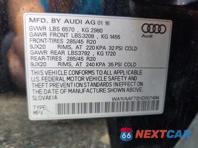 Zdjęcie 13 z 13 samochodu: 2017 AUDI Q7 PRESTIGE VIN:WA1VAAF72HD007494 - miniatura