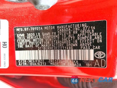 Zdjęcie 13 z 13 samochodu: 2014 TOYOTA COROLLA S PLUS VIN:2T1BURHE0EC211486 - miniatura