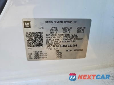 Zdjęcie 12 z 12 samochodu: 2019 CHEVROLET SILVERADO C2500 HEAVY DUTY VIN:1GC1CREG4KF181903 - miniatura