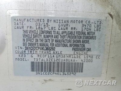 Zdjęcie 13 z 13 samochodu: 2019 NISSAN VERSA NOTE SV VIN:3N1CE2CP4KL365292 - miniatura