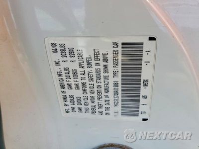 Zdjęcie 12 z 12 samochodu: 2008 HONDA ACCORD EX VIN:1HGCS12748A019861 - miniatura