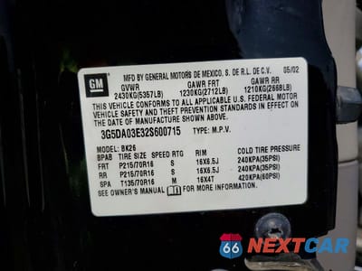 Zdjęcie 14 z 14 samochodu: 2002 BUICK RENDEZVOUS CX VIN:3G5DA03E32S600715 - miniatura