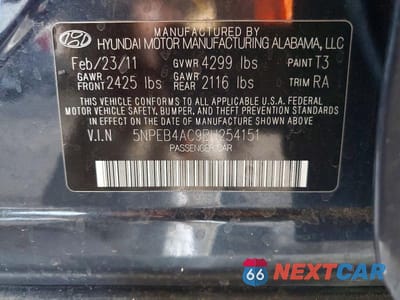 Zdjęcie 12 z 12 samochodu: 2011 HYUNDAI SONATA GLS VIN:5NPEB4AC9BH254151 - miniatura