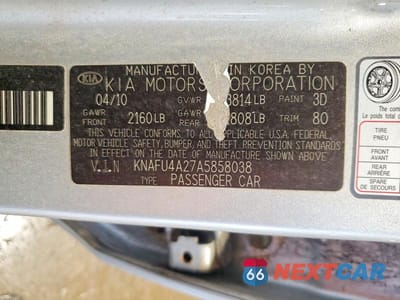 Zdjęcie 12 z 12 samochodu: 2010 KIA FORTE EX VIN:KNAFU4A27A5858038 - miniatura