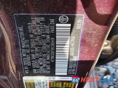Zdjęcie 12 z 12 samochodu: 2011 TOYOTA AVALON LIMITED VIN:4T1BK3DB1BU386449 - miniatura