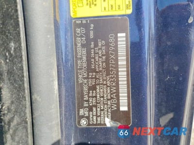 Zdjęcie 12 z 12 samochodu: 2007 BMW 328 I SULEV VIN:WBAWR33577PX79680 - miniatura