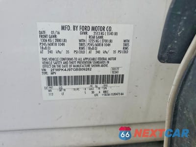 Zdjęcie 13 z 13 samochodu: 2016 FORD EDGE SEL VIN:2FMPK4J97GBB09282 - miniatura