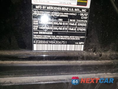 Zdjęcie 13 z 13 samochodu: 2008 MERCEDES-BENZ ML 350 VIN:4JGBB86E98A306751 - miniatura