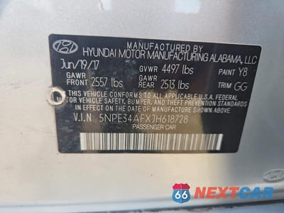 Zdjęcie 12 z 12 samochodu: 2018 HYUNDAI SONATA SEL VIN:5NPE34AFXJH618728 - miniatura