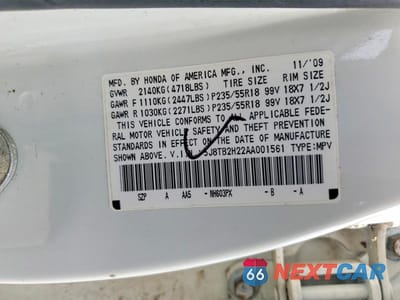 Zdjęcie 12 z 12 samochodu: 2010 ACURA RDX VIN:5J8TB2H22AA001561 - miniatura