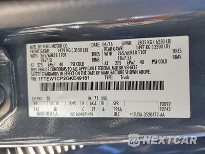 Zdjęcie 12 z 12 samochodu: 2016 FORD F150 SUPERCREW VIN:1FTEW1CP2GKE49181 - miniatura
