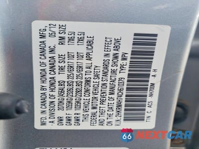 Zdjęcie 14 z 14 samochodu: 2012 HONDA CR-V EXL VIN:2HKRM4H74CH610379 - miniatura