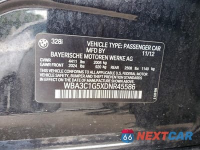 Zdjęcie 12 z 12 samochodu: 2013 BMW 328 I SULEV VIN:WBA3C1G5XDNR45586 - miniatura