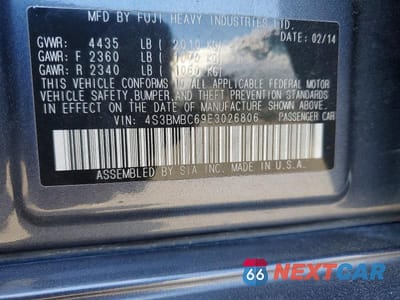 Zdjęcie 12 z 12 samochodu: 2014 SUBARU LEGACY 2.5I PREMIUM VIN:4S3BMBC69E3026806 - miniatura