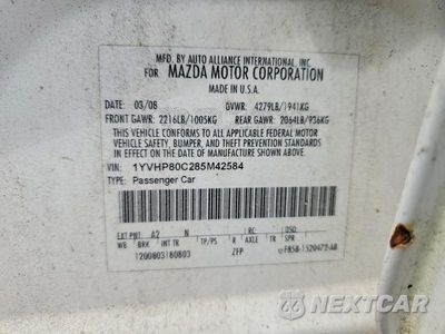Zdjęcie 12 z 12 samochodu: 2008 MAZDA MAZDA6 VIN:1YVHP80C285M42584 - miniatura