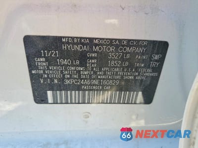 Zdjęcie 12 z 12 samochodu: 2022 HYUNDAI ACCENT SEL VIN:3KPC24A69NE160829 - miniatura