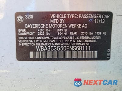 Zdjęcie 12 z 12 samochodu: 2014 BMW 320 I XDRIVE VIN:WBA3C3G50ENS68111 - miniatura