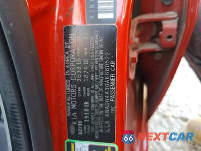 Zdjęcie 13 z 13 samochodu: 2010 KIA RIO 5D VIN:KNADH4A30A6680522 - miniatura