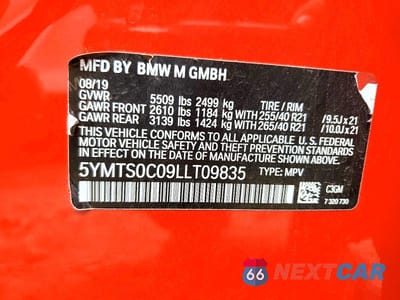 Zdjęcie 14 z 14 samochodu: 2020 BMW X3 M COMPETITION VIN:5YMTS0C09LLT09835 - miniatura