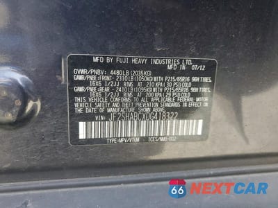 Zdjęcie 13 z 13 samochodu: 2013 SUBARU FORESTER 2.5X VIN:JF2SHABCXDG418322 - miniatura