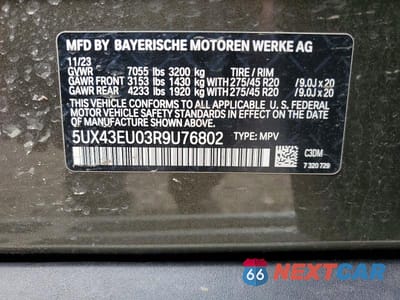 Zdjęcie 12 z 12 samochodu: 2024 BMW X5 XDRIVE50E VIN:5UX43EU03R9U76802 - miniatura