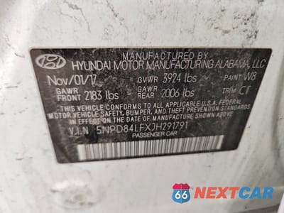 Zdjęcie 12 z 12 samochodu: 2018 HYUNDAI ELANTRA SEL VIN:5NPD84LFXJH291791 - miniatura