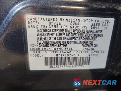 Zdjęcie 13 z 13 samochodu: 2017 NISSAN SENTRA SV VIN:3N1AB7AP9HL637795 - miniatura