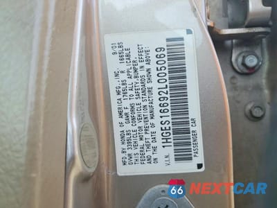 Zdjęcie 12 z 12 samochodu: 2002 HONDA CIVIC LX VIN:1HGES16692L005069 - miniatura