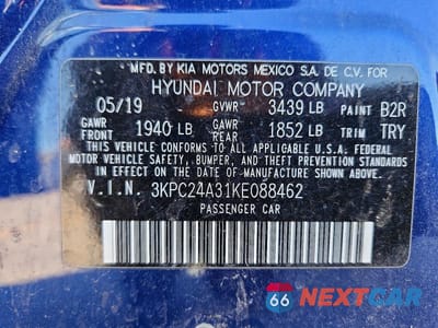 Zdjęcie 13 z 13 samochodu: 2019 HYUNDAI ACCENT SE VIN:3KPC24A31KE088462 - miniatura